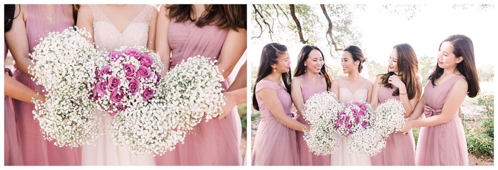 Close up of bridemaids with bride and the bouquets photographed by Picture Bouquet Studio. 