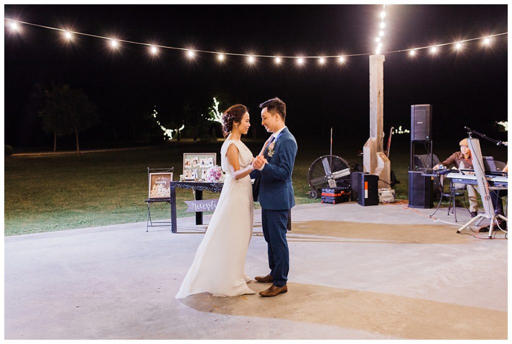 Bride and groom first dance during outdoor reception at Stonebridge photographed by Picture Bouquet Studio. 