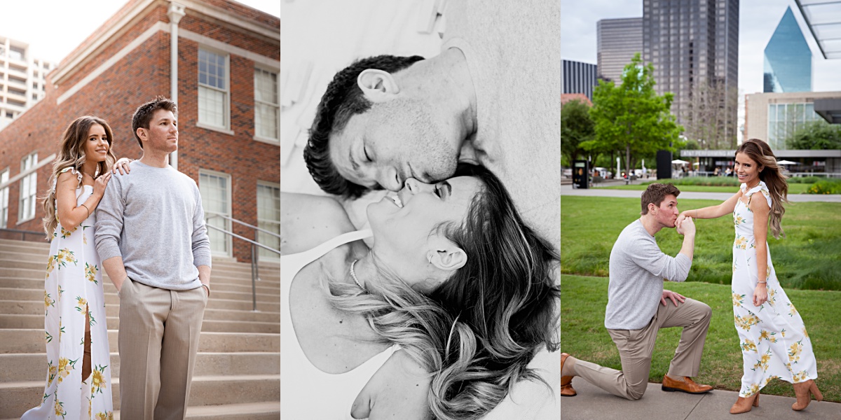 collage of engaged couple photographed by Dallas wedding photographer Jenny Bui of Picture Bouquet Studio