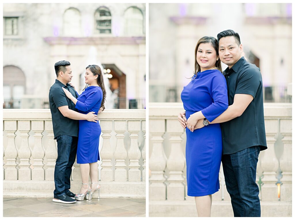 Vietnamese engaged couple enbracing for Gaylord engagement session photographed by Picture Bouquet Studio. 