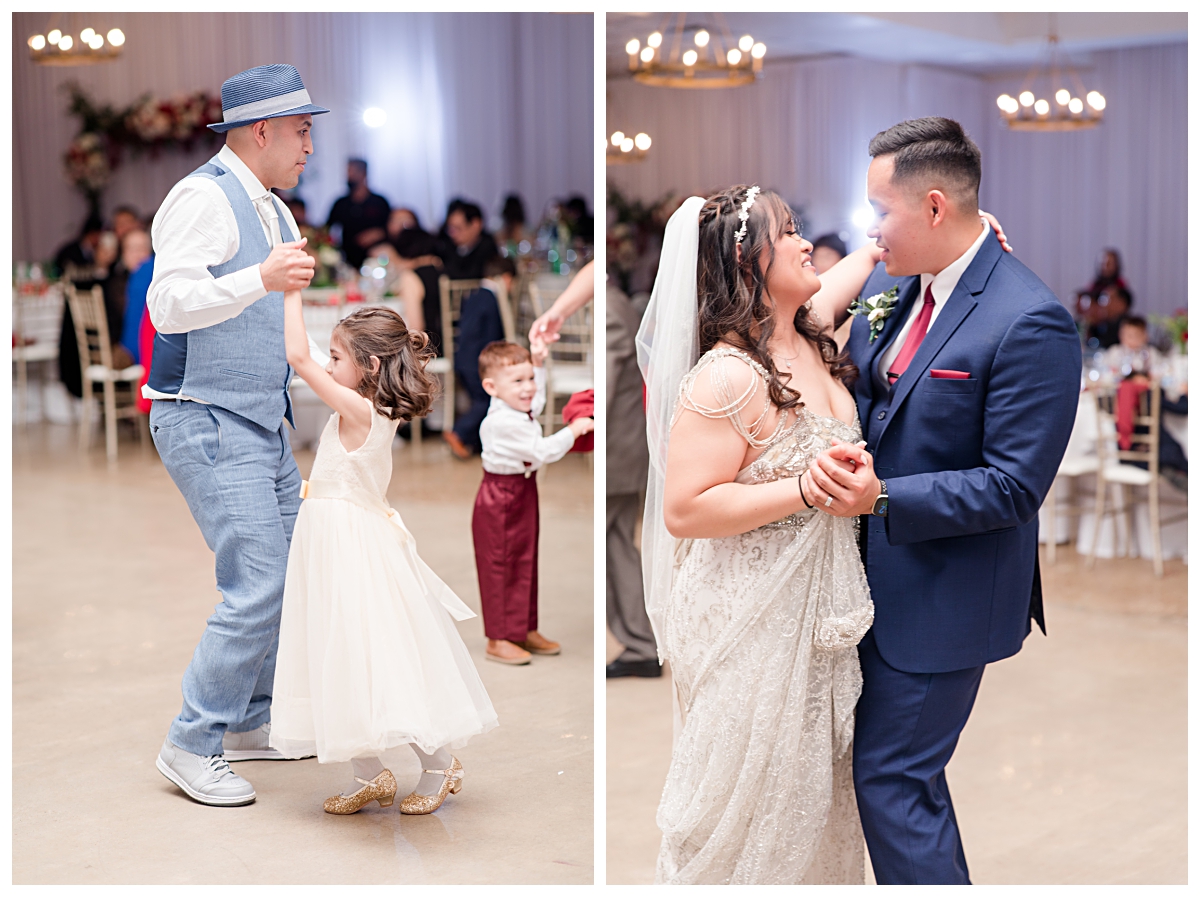 Dancing during reception at Zander House wedding photographed by Dallas wedding photographer Jenny Bui of Picture Bouquet Studio. 