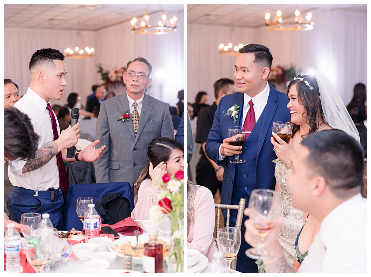 Speeches and toasts from groomsmen at Zander House wedding photographed by Dallas wedding photographer Jenny Bui of Picture Bouquet Studio. 